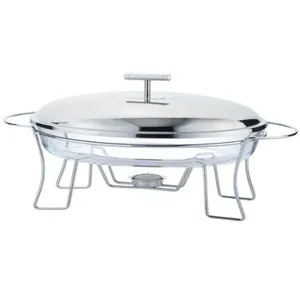 Rechaud Oval Mimo Style Vidro Com Tampa Inox 3 Litros RD23365 (MP)