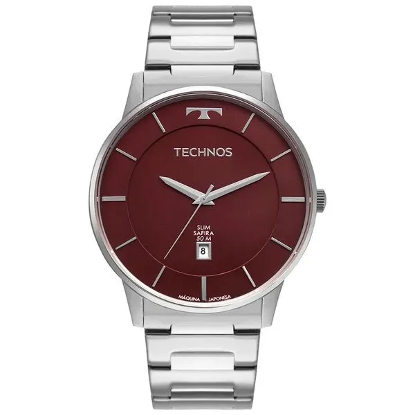 Relógio Technos Masculino Ref: Gm10yq/1n Slim Prateado