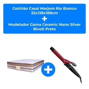 Kit Colchão Casal 32x138x188cm Marjom Rio Branco Molas + Modelador Gama Nano Tourmaline Bivolt Preto/Vermelho