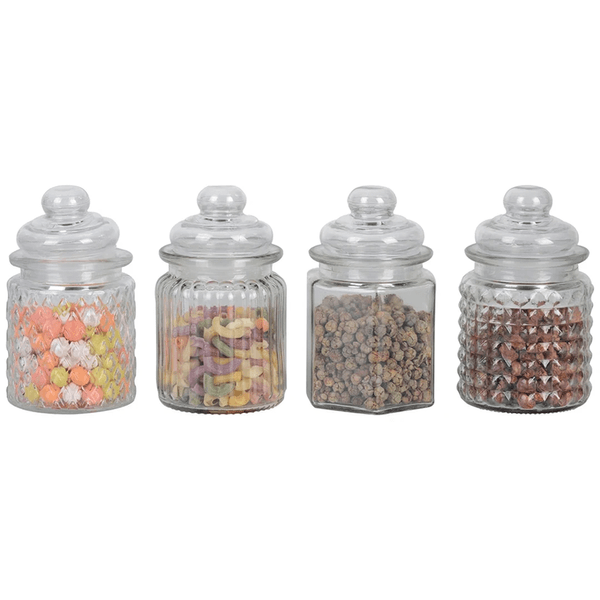 Jogo de 4 Porta Mantimentos em Vidro com Tampa 300ml Dynasty