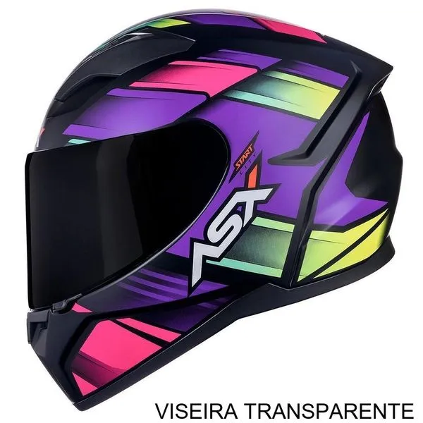 Capacete ASX City Start Fosco Preto E Lilás 56 (MP)