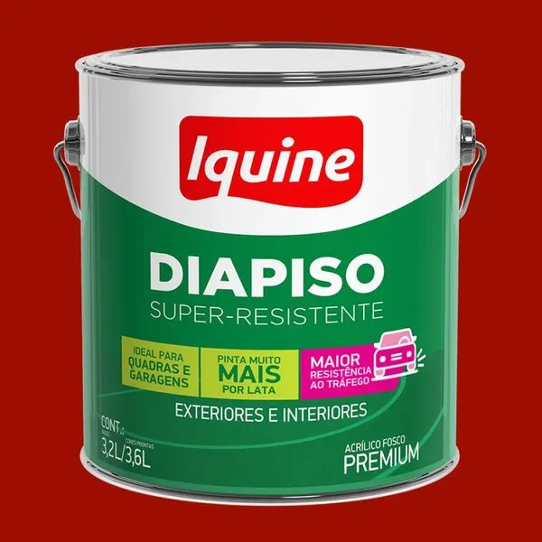 Tinta Premium Acrílica Fosco Piso 3,6L Diapiso Iquine Tinta Premium Acrílica Fosco Piso Vermelho 3,6L Diapiso
