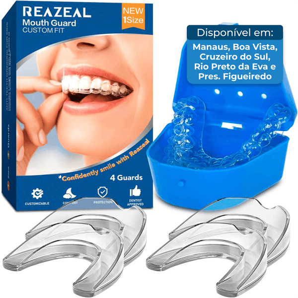 Protetor Bucal Reazeal Incolor 4 Peças Ajustável A-BI