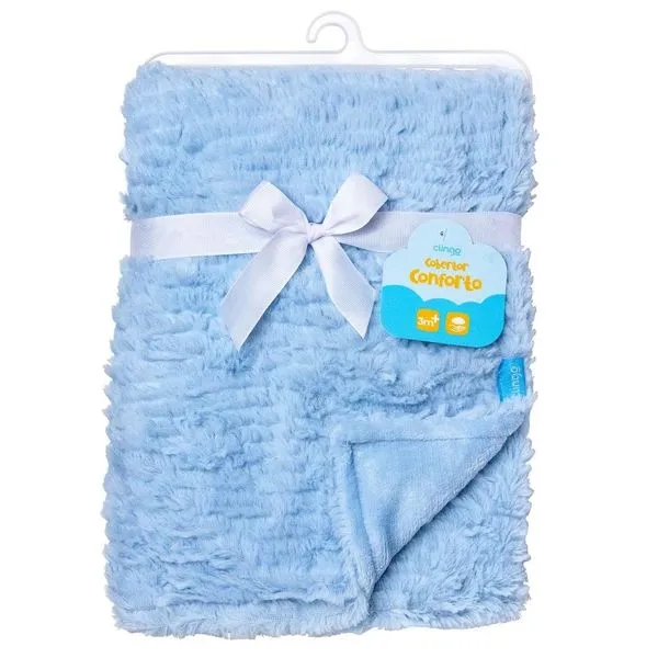 Manta / Coberta Conforto Babados Azul 100*75cm Clingo