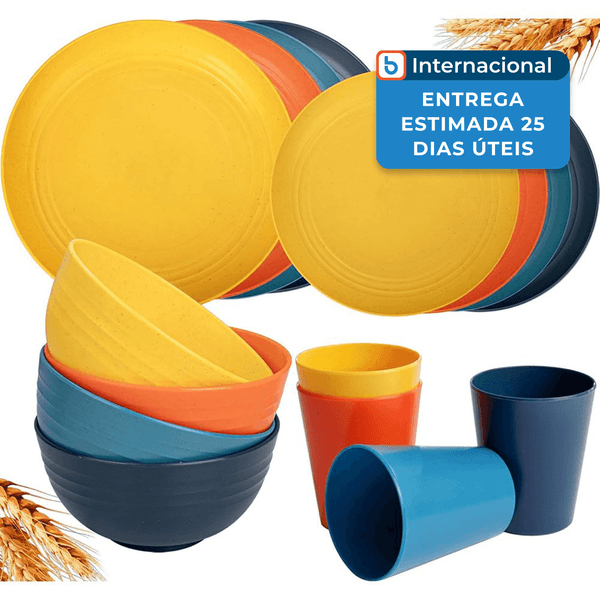 Conjunto de Louça Rubtlamp 16 Peças Multiuso Plástico Colorido A-MBI