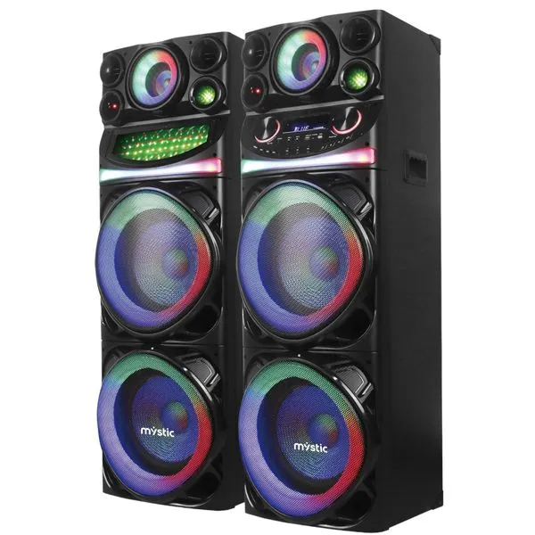 Caixa De Som Amplificada Mystic 100W Rms X2 Bluetooth Com Microfone Sem Fio Vhf My-Ps991U (MP)