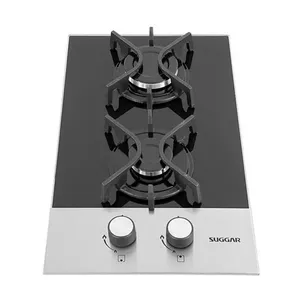 Cooktop 2 Bocas Suggar Ferro Fundido Preto Com Inox à Gás FG2002FVPIX Bivolt