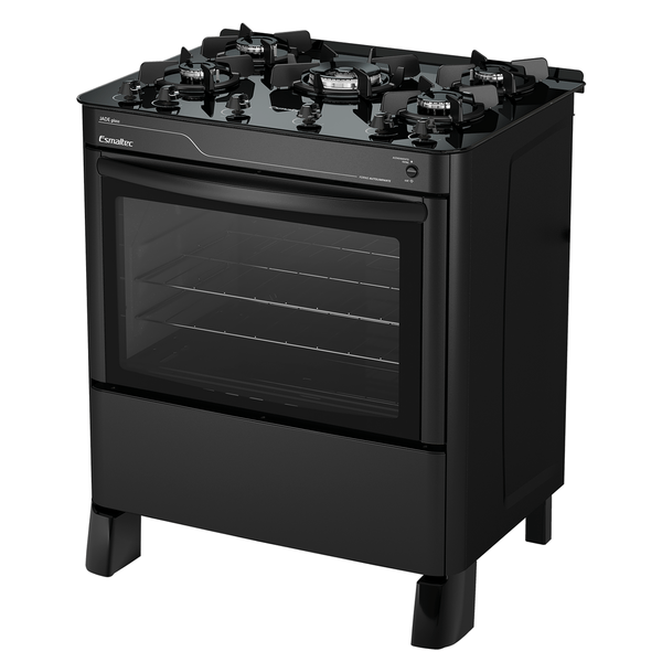 Fogão 5 Bocas de Piso Esmaltec, Preto, Acendimento Automático - Jade Glass 5091 Bivolt