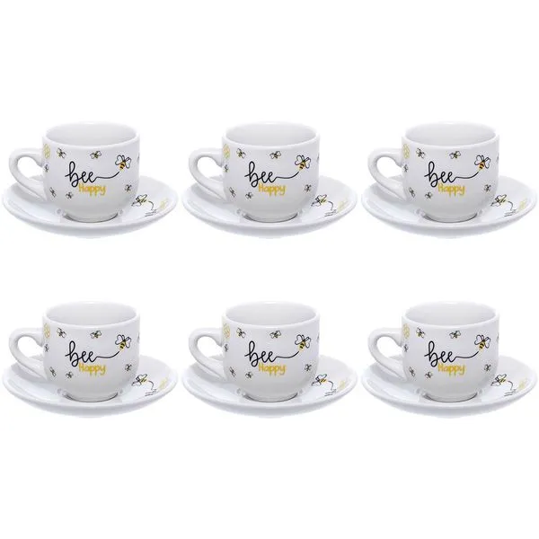 Jogo De Xícaras Hauskraft Para Café 12 Peças Honey 90ml Branco JGXC055