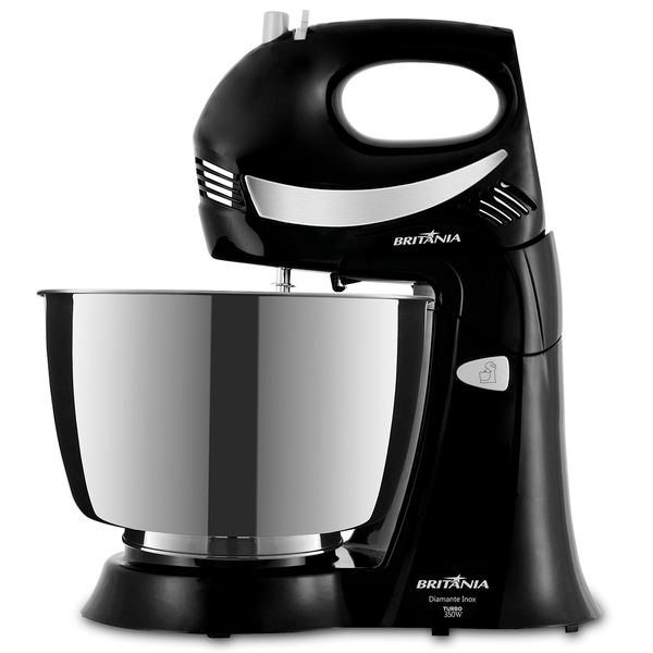 Batedeira Britania Diamante Inox, 4 Velocidades + Turbo, 400W, Preto/Inox - 33401164 220V