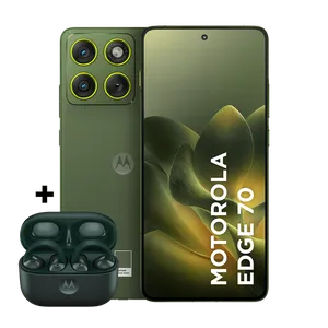 Kit smartphone motorola edge 70 256GB e fone moto buds loop 24GB (8GB RAM + 16GB RAM Boost), Ultrafino, 3 cameras 50MP e tela extreme Amoled 120hz - Bronze Green