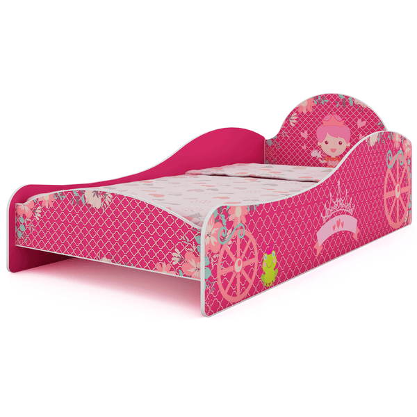 Cama Infantil, 100% MDF, Laterais de Proteção - Princesinha Pink Ploc