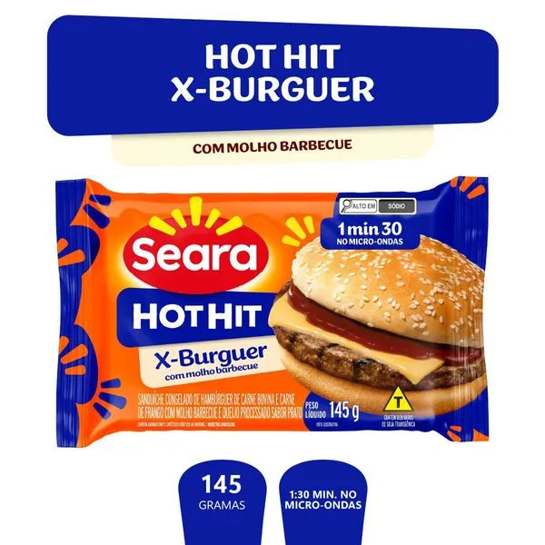 Lanche Seara Hot Hit X-Burguer com Molho Barbecue 145g