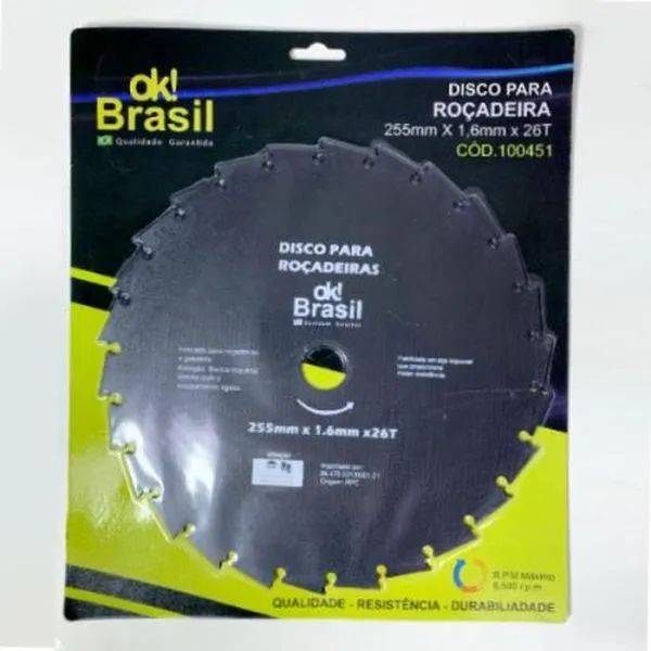 Disco Para Roçadeira OK! Brasil 255x1,6x26D (MP)