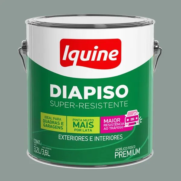 Tinta Premium Acrílica Fosco Piso 3,6L Diapiso Iquine Tinta Premium Acrílica Fosco Piso Cinza Médio 3,6L Diapiso