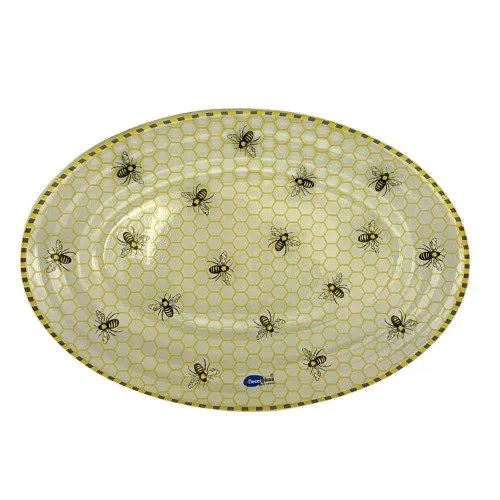 Travessa Oval Média Decor Glass Abelhas (MP)