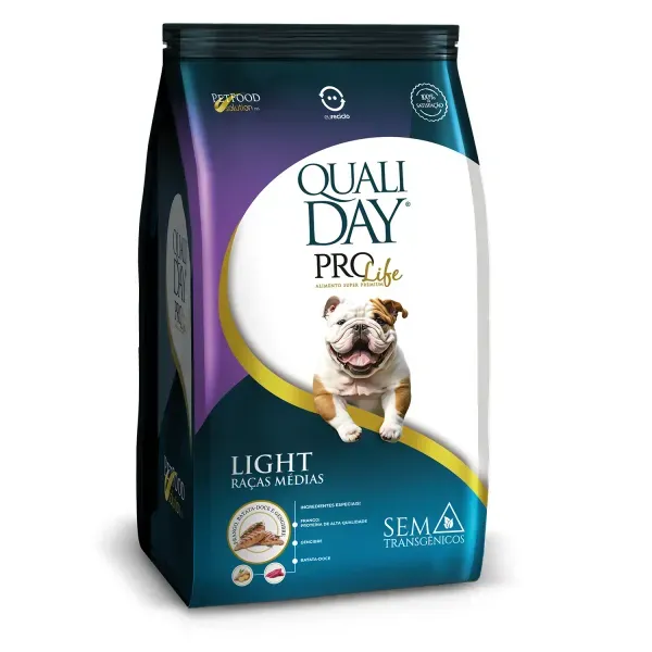 Ração Qualiday Pro Life Light Cães Adultos Raças Médias e Grandes Frango, Batata Doce e Gengibre 2,5 kg