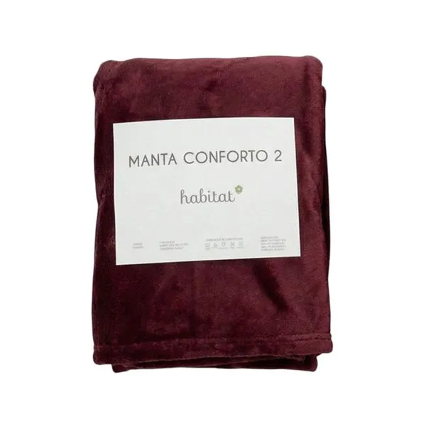 Manta Casal Habitat Conforto 2 200x220cm Vinho (MP)
