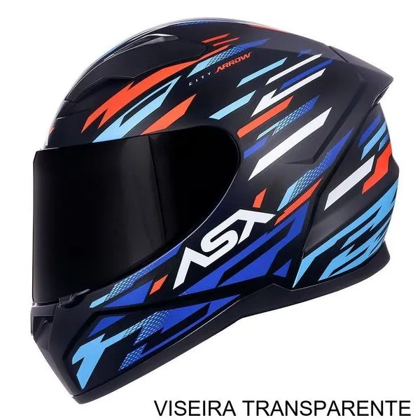 Capacete ASX City Arrow Fosco Preto E Azul 56 (MP)