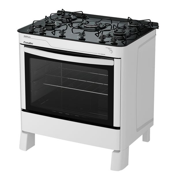 Fogão Agata Glass Piso 5 Bocas Branco Esmaltec Bivolt Bivolt