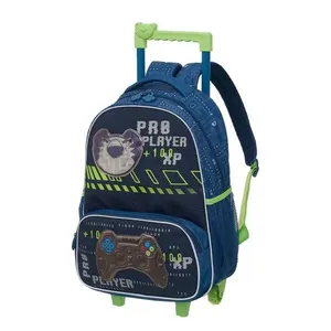 Mochila de Rodinhas Tigor T Tigre Com Alças Game Azul Verde Único