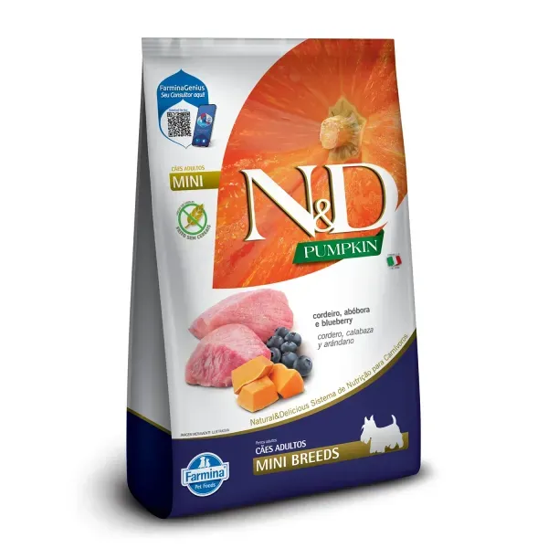 Ração N&amp;D Pumpkin Cães Adultos Raças Pequenas Cordeiro 2,5 kg