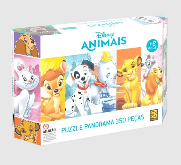 Quebra Cabeça Panorama Disney Animais 350 Peças Grow 03999