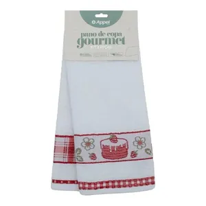 Kit Pano De Copa Appel 2 Peças Gourmet Bolo Xadrez Vermelho (MP)