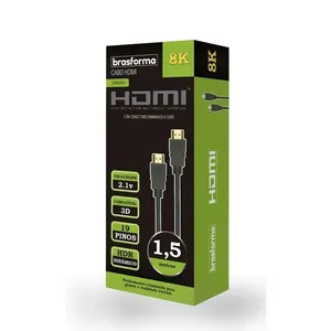 Cabo hdmi de Alta Definição 2.1 com 1,5m - Brasforma HDMI8001