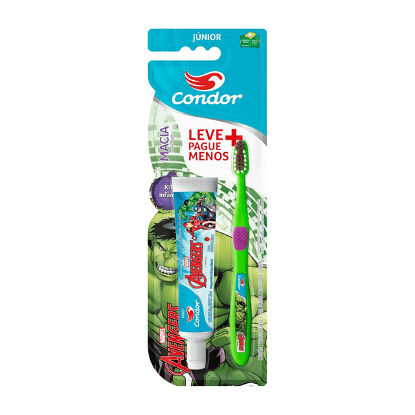 Kit Escova Dental + Gel Dental Condor Júnior Avengers 50g