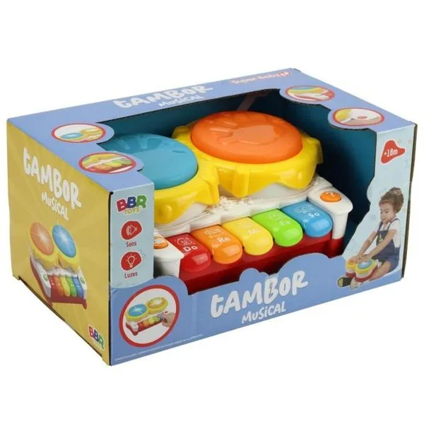 Piano Tambor Musical 2 em 1 com Luz e Som BBR Toys R3320