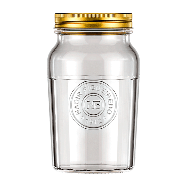 Pote Vintage Copo Americano, 1,5L, Vidro, Tampa Metálica, Transparente - 9477
