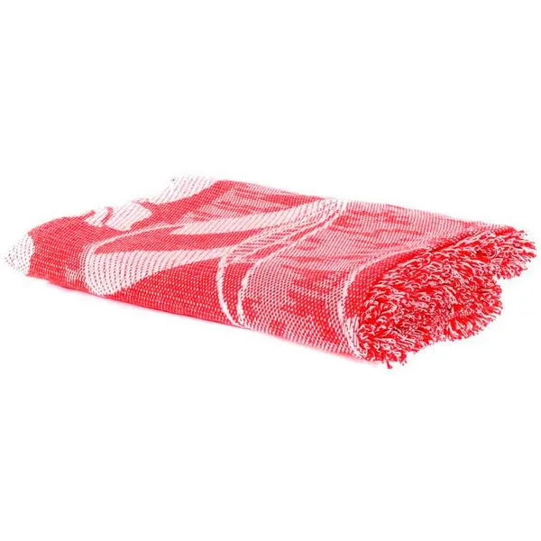 Cobertor Casal Canto Das Redes 100% Algodão Vermelho Com Branco