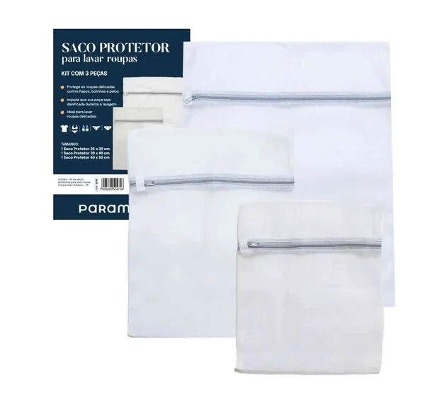 Kit de Sacos para Lavar Roupa Paramount 3 Peças 3290