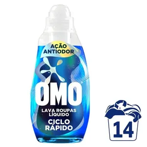 Lava-Roupas Líquido Omo Ciclo Rápido Ação Antiodor Frasco 750ml