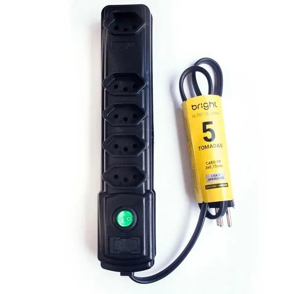 Filtro de Linha 5 Tomadas Bright FL004 Preto