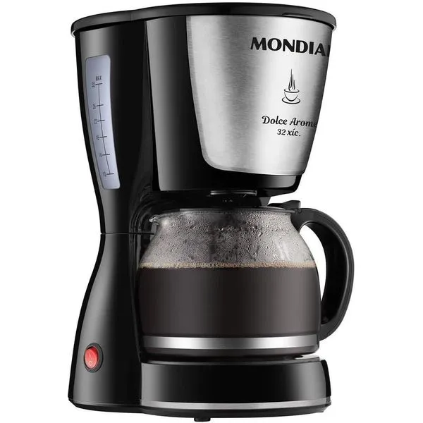 Cafeteira Mondial 32 Xícaras 800W Inox Jarra de Vidro Filtro Permanente Mantém Aquecida Cafeteira Elétrica Mondial Dolce Arome C-32-32X com Jarra de Vidro - 110V