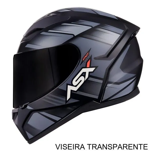 Capacete ASX City Start Fosco Preto E Cinza 62 (MP)