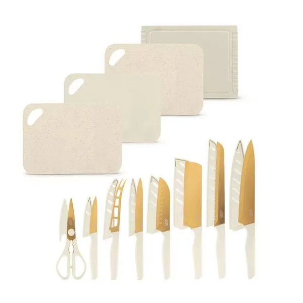 Conjunto De 20 Peças De Facas De Cozinha Taupe Bege W-BI