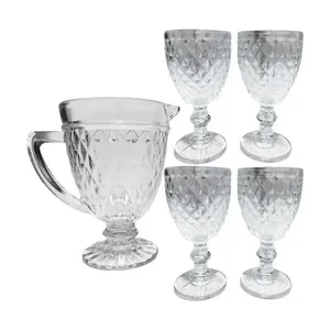 Jarra Bela Flor Vidro 1,2 litros Com 4 Taças 330ml 0703 (MP)