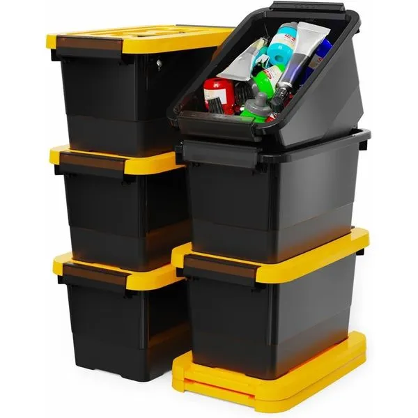 Caixa de Armazenamento 6 Peças WYT 3,5QT Preto e Amarelo A-BI