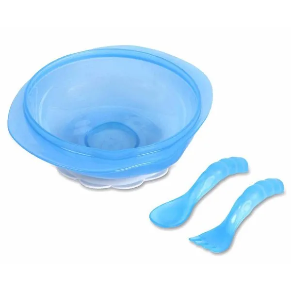 Kit Prato Bowl Dermiwil com Talheres Azul
