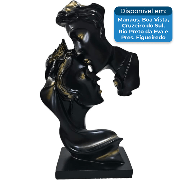 Estátua Decorativa Casal Beijo Yahu Lando Preto A-BI