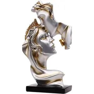 Estátua Decorativa Casal Beijo Yahu Lando Champanhe A-BI