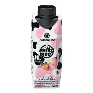 Bebida Láctea Piracanjuba Milky Moo Mimosa Sabor Brigadeiro Branco com Morango 250ml