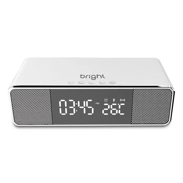 Rádio Relógio com Base Carregadora por Indução Bright 0600 Branco