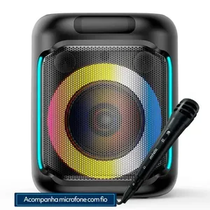 Caixa De Som Karaokê Mystic Out Mini Pro Com Microfone 40W RMS (MP)