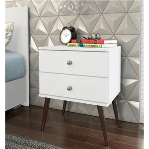 Mesa de Cabeceira em MDP, 2 Gavetas - Móvel Bento RT3032 Branco