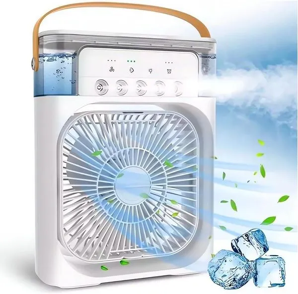 Ventilador Umidificador Climatizador Portátil Ar Água Led Usb De Mesa