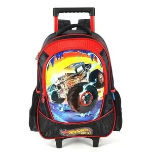 Mochila de Rodinhas Luxcel Com Alça HotWheels Trucks Preto Único